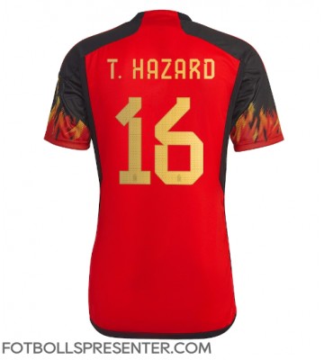 Belgien Thorgan Hazard #16 Hemma Matchtröja VM 2022 Kortärmad